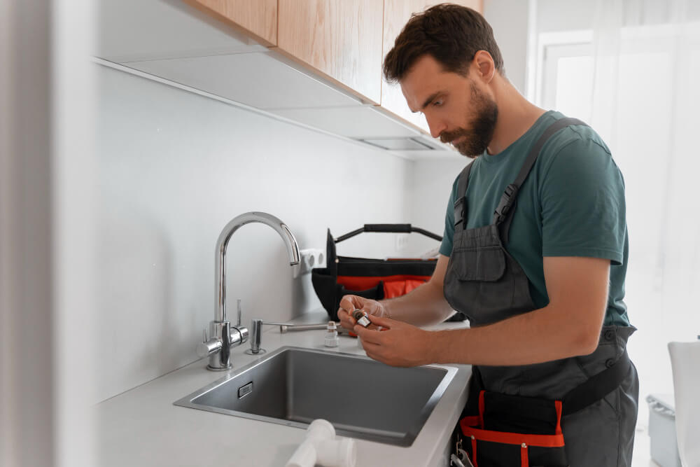Plumber fitting bathroom in Newcastle home