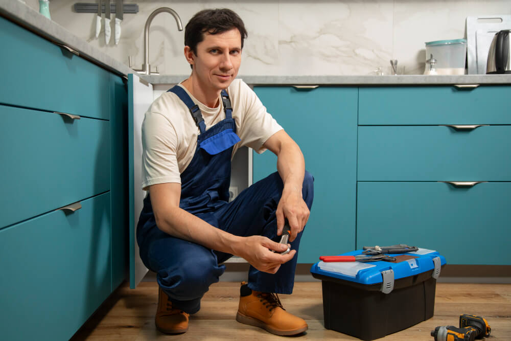 Plumber carrying out annual maintenance check Newcastle