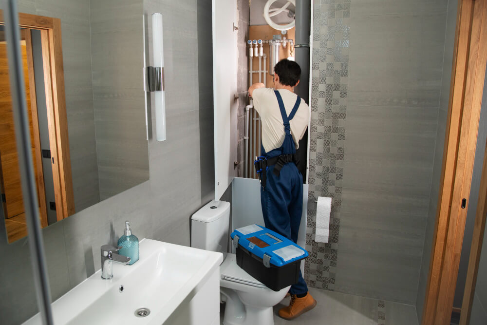Bathroom fittings being repaired in Newcastle