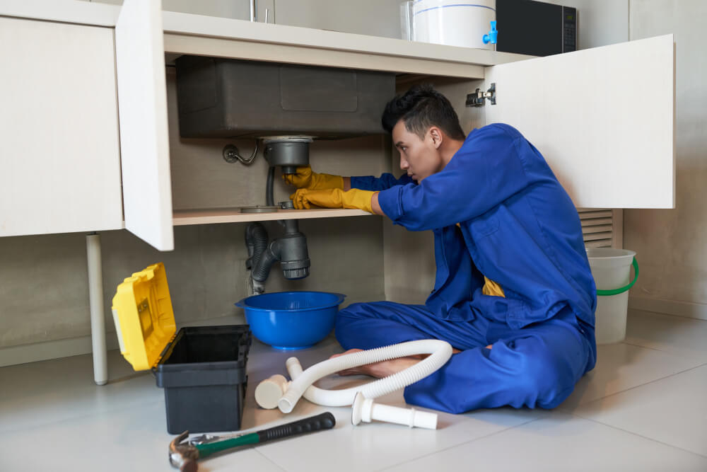 Dishwasher being installed in Newcastle kitchen